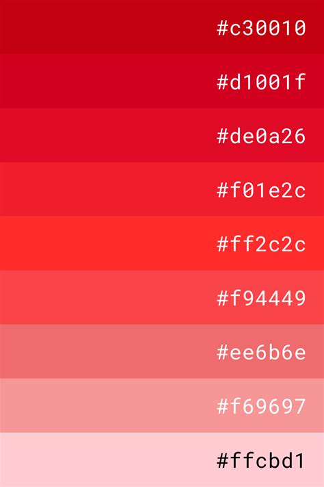 Red color palette | Hex color palette, Red colour palette, Red color hex