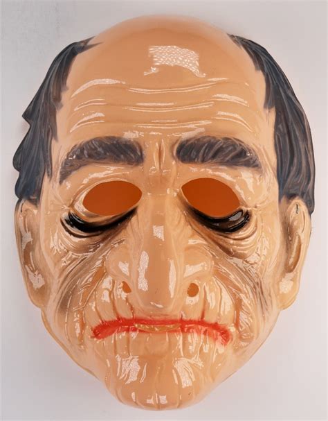 Vintage Ben Cooper Old Man Halloween Mask 1980 Grandpa Elderly Man ...