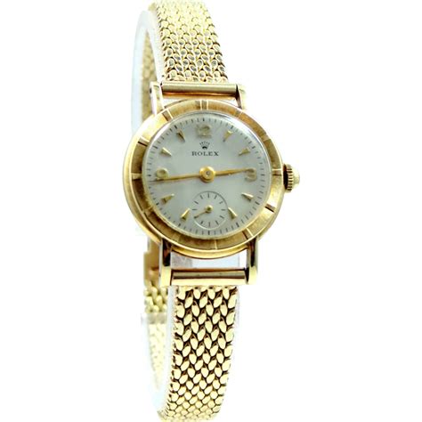 Ladies Retro 14k Gold ROLEX Wrist Watch 14k Gold Case & Band from mur ...