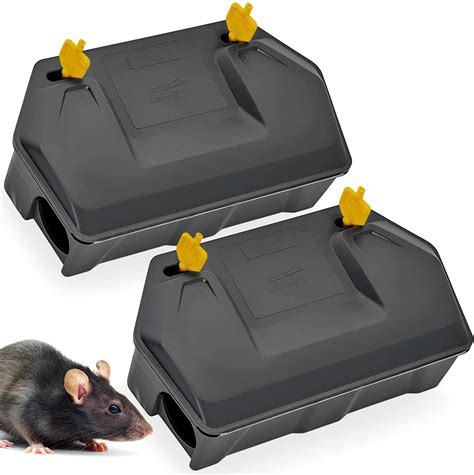 Rat Bait Station 2 Pack - Rodent Bait Station with Key Eliminates Rats ...