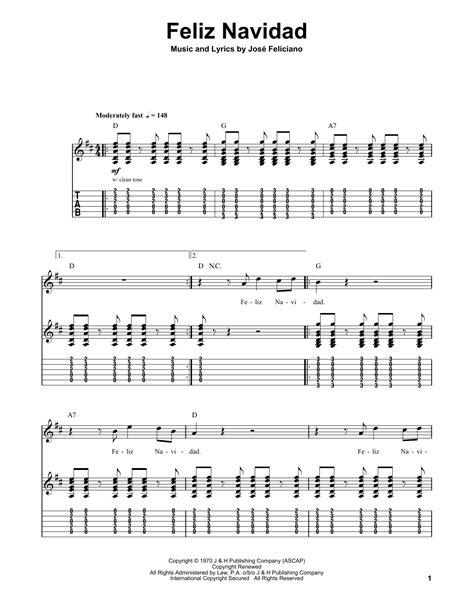 Feliz Navidad by Jose Feliciano - Guitar Tab Play-Along - Guitar Instructor