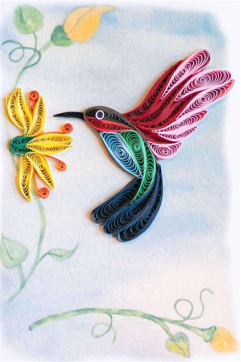 Hummingbird Quilled Card | Quilling techniques, Quilling cards ...