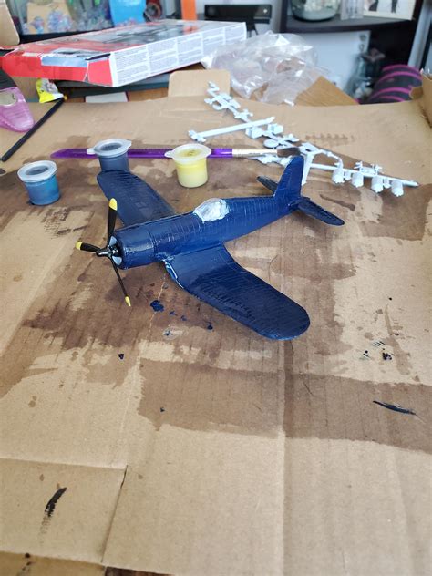 Progress check on my first model ever. A 1:72 F4U corsair. I plan on ...