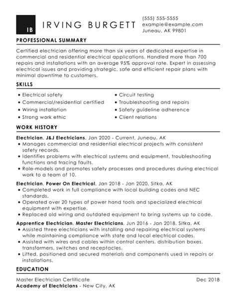 Electrician Resume Examples To Help Write Yours