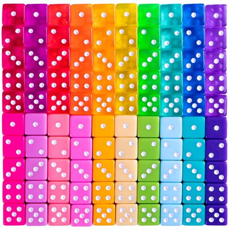 Miami Dice - 100 Retro Translucent & Solid Colored Dice for Board Games ...