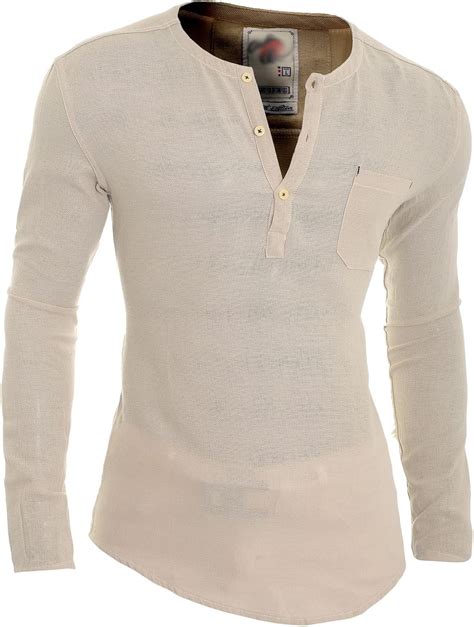 Men's Casual V Neck Canvas Shirt Henley Summer 100% Cotton Slim Fit ...