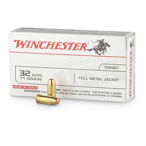 Winchester, .32 ACP, FMJ, 71 Grain, 50 Rounds - 12042, .32 ACP Ammo at ...