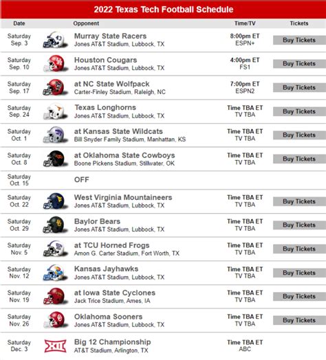 Texas Tech Football Schedule 2024 Printable - Val Libbie