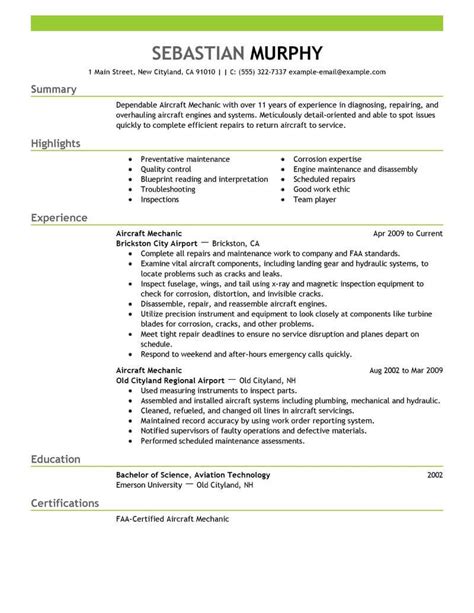 Professional Aircraft Mechanic Resume Examples