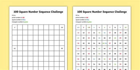 100 Square Number Sequence Challenge (teacher made) - Twinkl