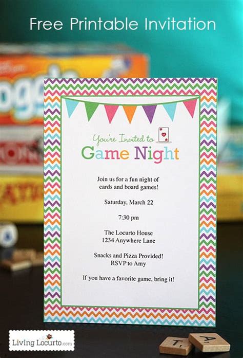 Game Night Party Ideas | Free Printable Invitation | Living Locurto