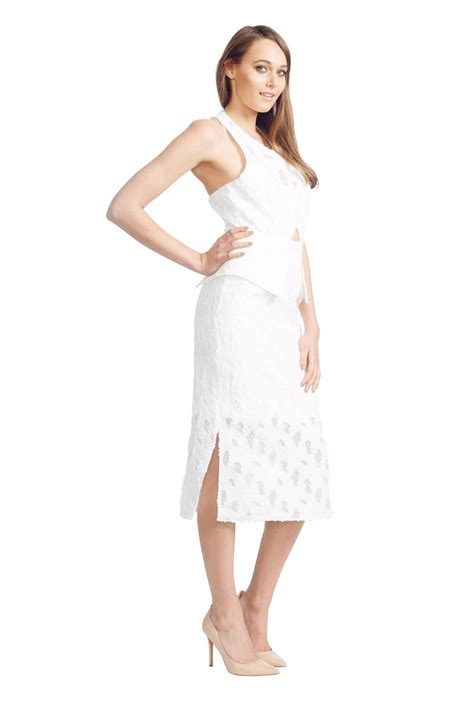 White Suede - White Overlay Dress for Hire | GlamCorner