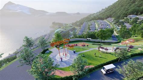 an artist's rendering of a park on the edge of a body of water