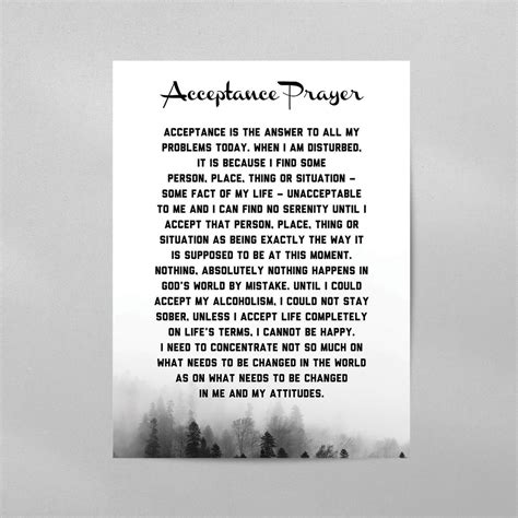 Acceptance Prayer Mental Heath Wall Art Poster, Canvas, Framed Print ...