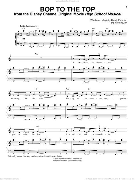 Musical - Bop To The Top sheet music for voice and piano [PDF]