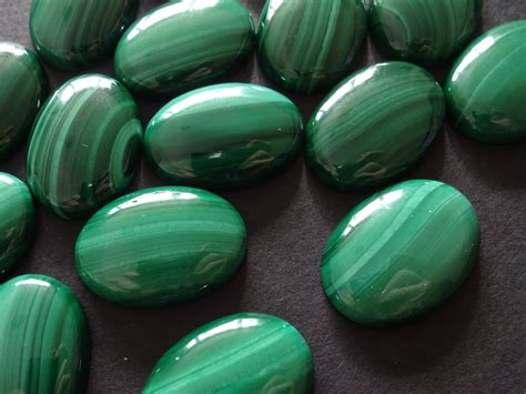 25x18mm Natural Green Malachite Gemstone Cabochon, Oval Cabochon ...