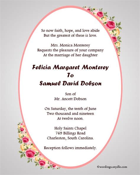 Christian Wedding Invitation Wording Samples