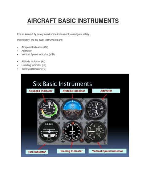 Basic Aircraft Instruments | PDF | Aerospace | Aerospace Engineering