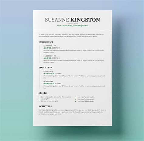 Free Blank Resume Templates For Microsoft Word