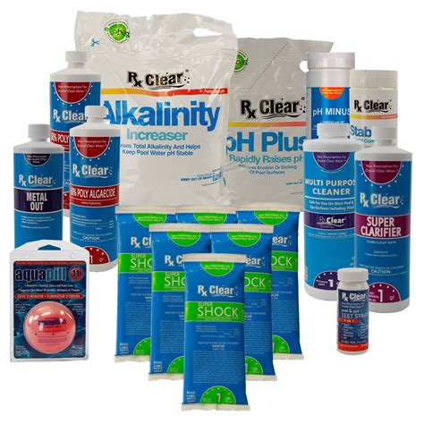 Rx Clear® Deluxe Spring Opening Pool Chemical Kit B - Up to 15,000 ...