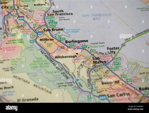 Map of city of Burlingame, CA Stock Photo - Alamy