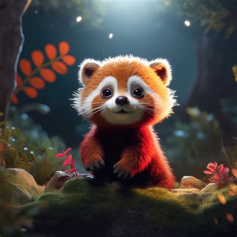 Red panda Wallpaper 4K, Adorable, AI art, Forest