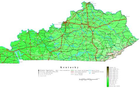 Kentucky Contour Map