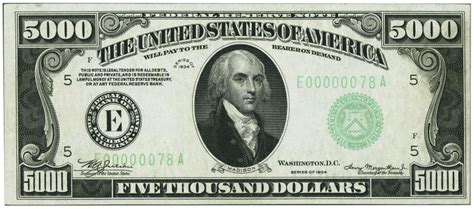 1934 U.S. $5,000 Federal Reserve Note CU 63 in 2021 | Thousand dollar ...