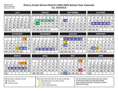 Cherry Creek School District Calendar 2024-2025 (Holiday Breaks)