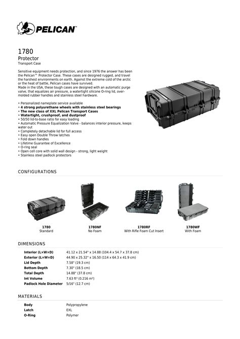 Pelican 1780-000-110 Specification | Manualzz