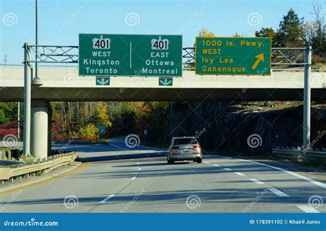 Ontario, Canada - October 28, 2019 - the View of the Traffic on the ...