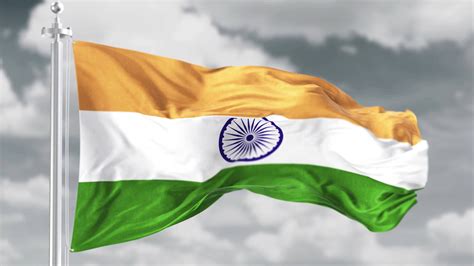 Indian Flag waving against greyscale stylized sky background 9418836 ...