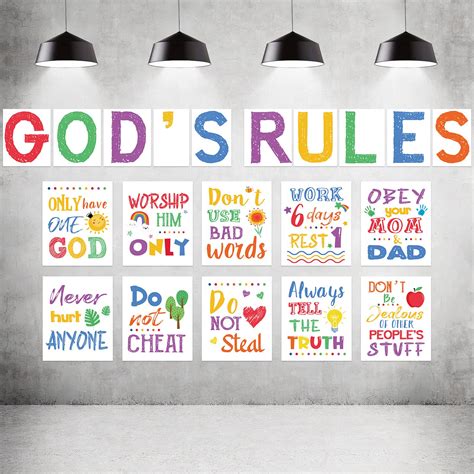 Buy 20 Pieces Ten Commandments for Kids Christian Bible Verse ...