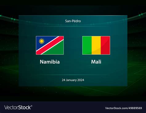 Namibia vs mali football scoreboard broadcast Vector Image