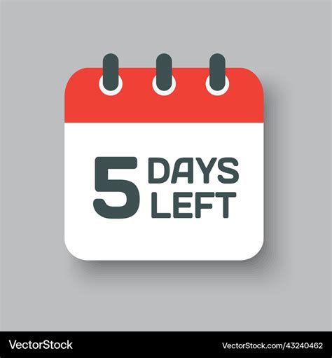 Countdown daily page calendar icon - 5 days left Vector Image