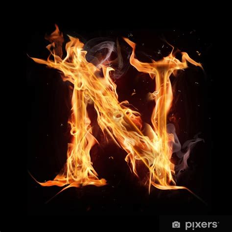 Sticker Fire alphabet letter "N" - PIXERS.CA