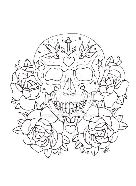 Sugar Skull Line Art by Tazza-Pufe on DeviantArt