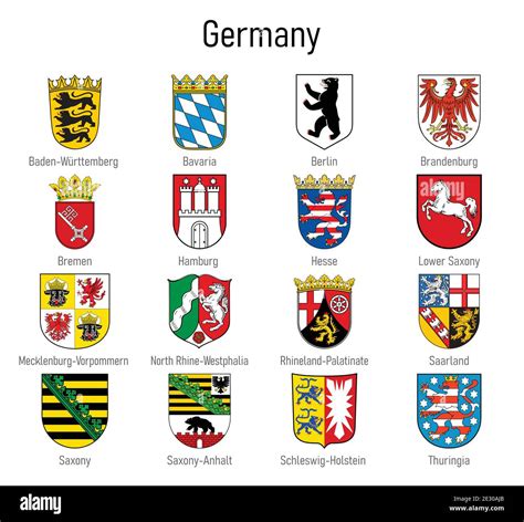 Wappen der Bundesländer, Alle deutschen Regionen Emblem Sammlung Stock ...