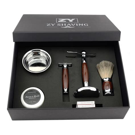 ZY Men Luxury Shaving Gift Set Kit Double Edge Safety Razor Badger Hair ...