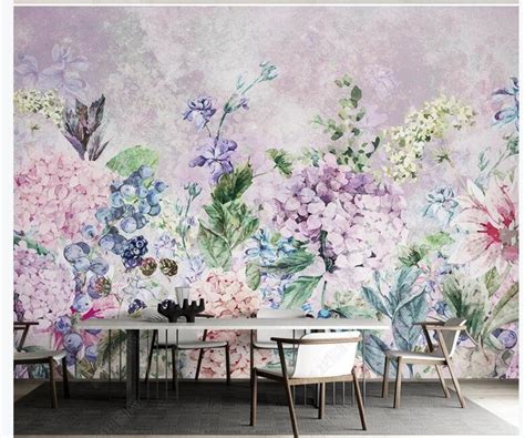 Watercolor Hydrangea Flowers Wallpaper Colorful Flowers | Etsy