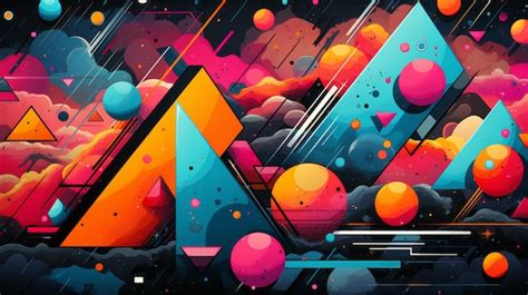 Premium AI Image | A colorful art with geometric shapes