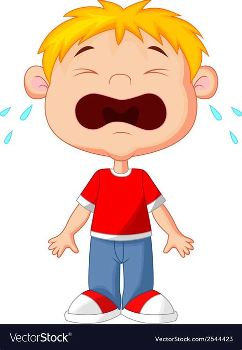 Young boy cartoon crying Royalty Free Vector Image | Emotions preschool ...