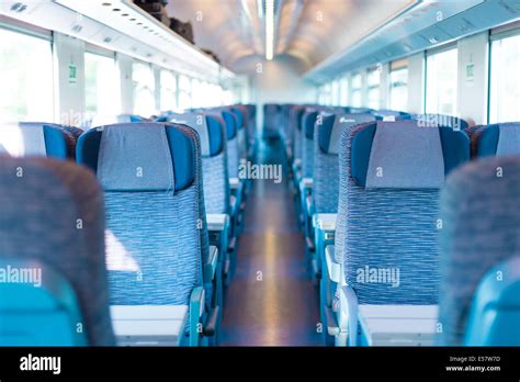 Blue train interior Stock Photo - Alamy