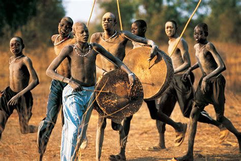 Dinka Boys Parading Around Cattle Camp, South Sudan