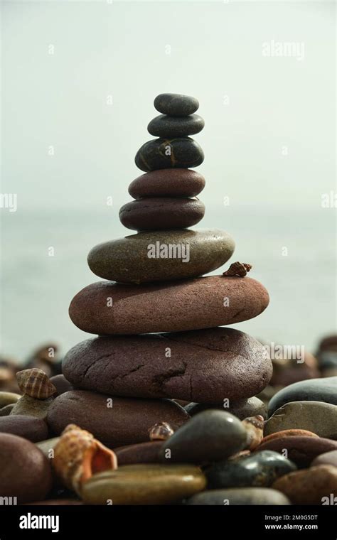 close-up of a pyramid of stones Stock Photo - Alamy