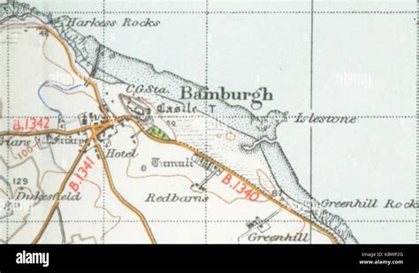 Bamburgh map 1947 Stock Photo - Alamy