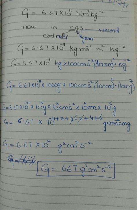 If the value of universal gravitational constant in si is 6.7x10 ...