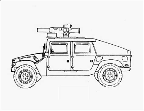 Libro militar para colorear de Hummer para imprimir y en línea