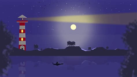 Night Landscape Vector Wallpaper, HD Minimalist 4K Wallpapers, Images ...