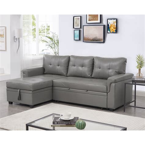 Naomi Home Laura Reversible Sleeper Sectional Sofa Storage Chaise ...